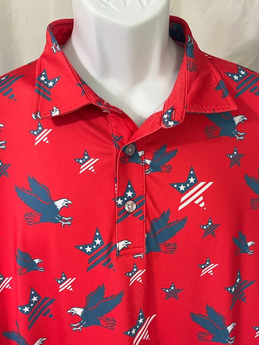 ⛳ Waggle Men’s Red White & Blue Patriotic USA Golf Polo Shirt 3XL EUC 🎆